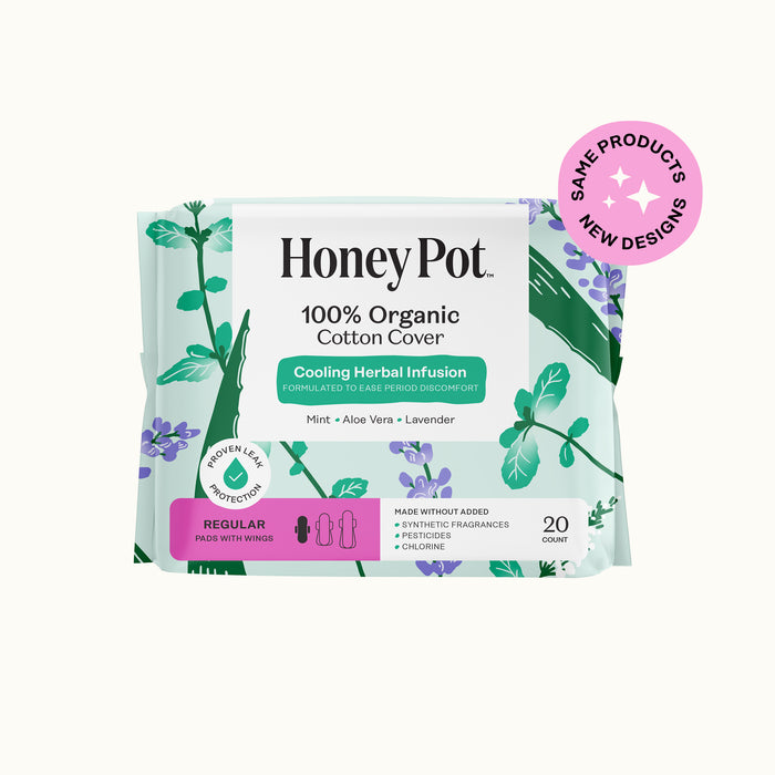 Organic Cotton Cover Cooling Herbal Infusion Regular Pads