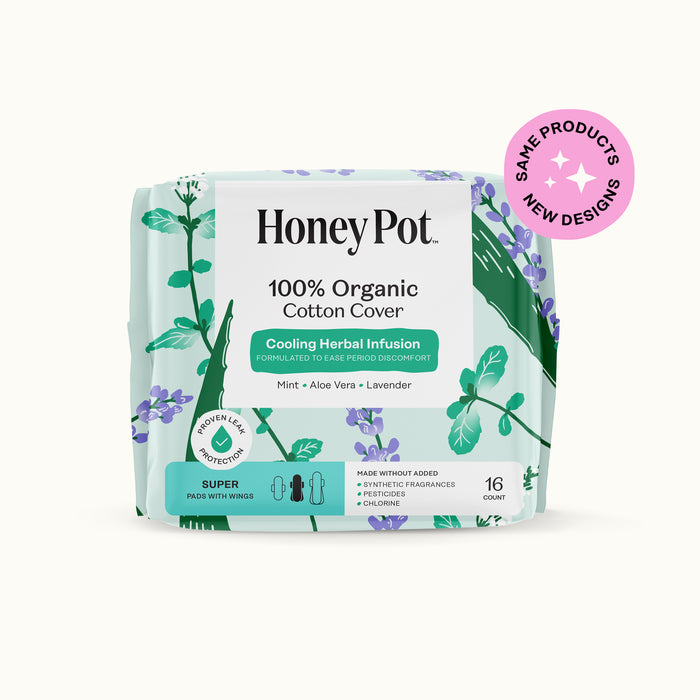 Organic Cotton Cover Cooling Herbal Infusion Super Pads