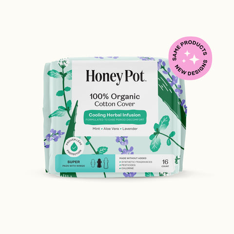 Organic Cotton Cover Cooling Herbal Infusion Super Pads