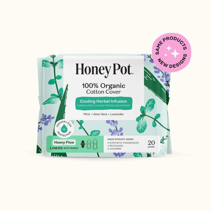 Organic Cotton Cover Cooling Herbal Infusion Heavy Flow Liners