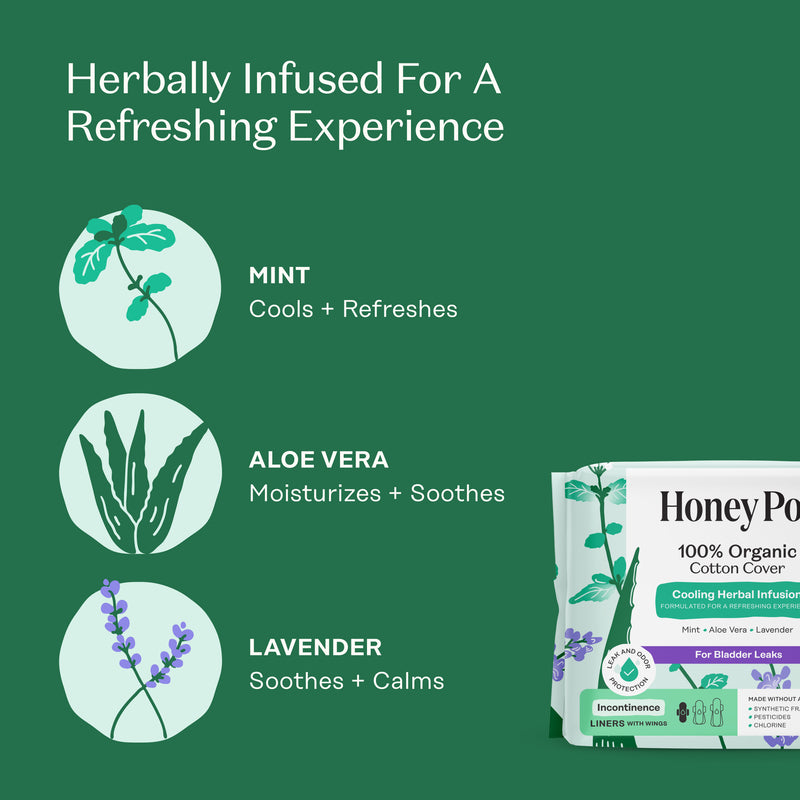 Incontinence Cooling Hebal Infusion 100% Organic Cotton Cover Liners