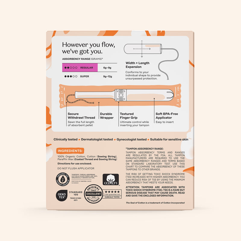 Organic Cotton Core Regular Tampons