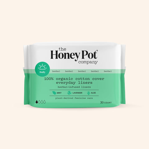The Honey Pot Liners, Herbal-Infused, 100% Organic Cotton Cover, 30 liners