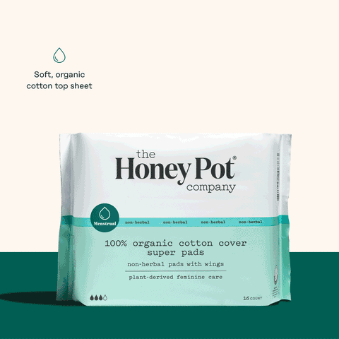 The Honey Pot Company, Herbal Post-Partum Pads with Wings, Organic Cotton  Cover, 12 ct. 