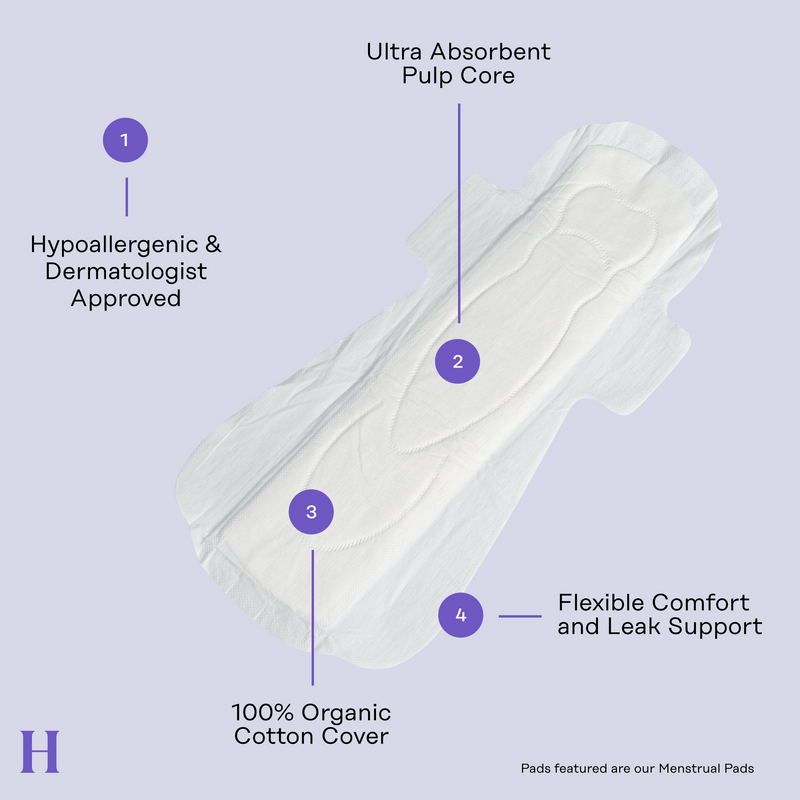 Organic Cotton Cover Herbal Incontinence Overnight Pads with Wings