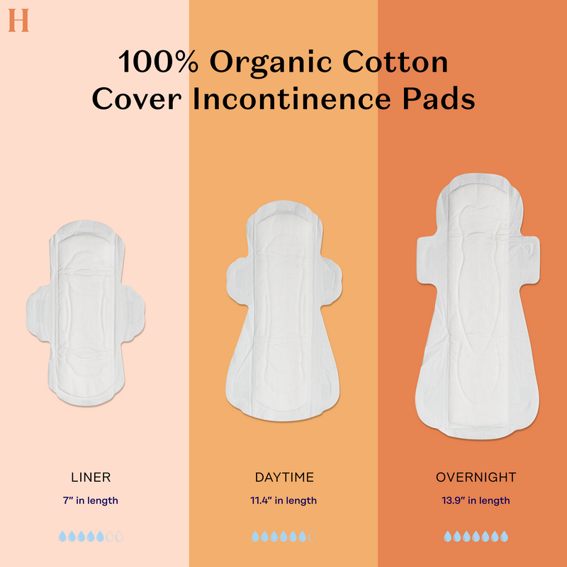 Organic Cotton Cover Herbal Incontinence Overnight Pads with Wings